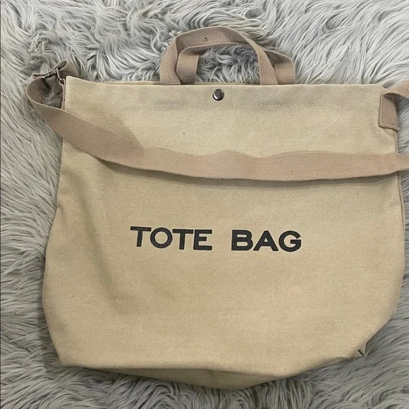 Beige Canvas Tote Bag - Picture 2 of 6